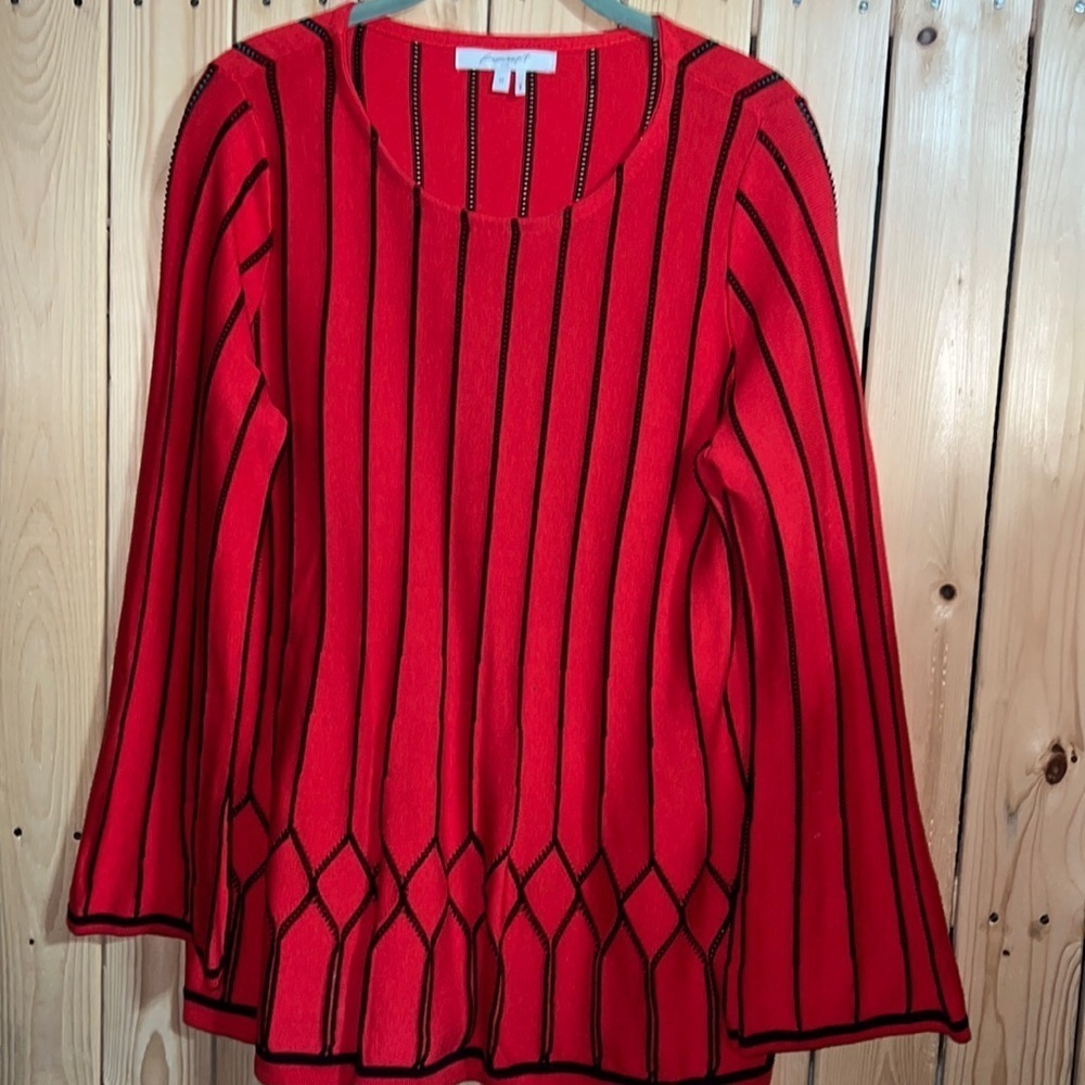 Foxcroft Red Blouse With Black Detailing Medium - Picture 1 of 6